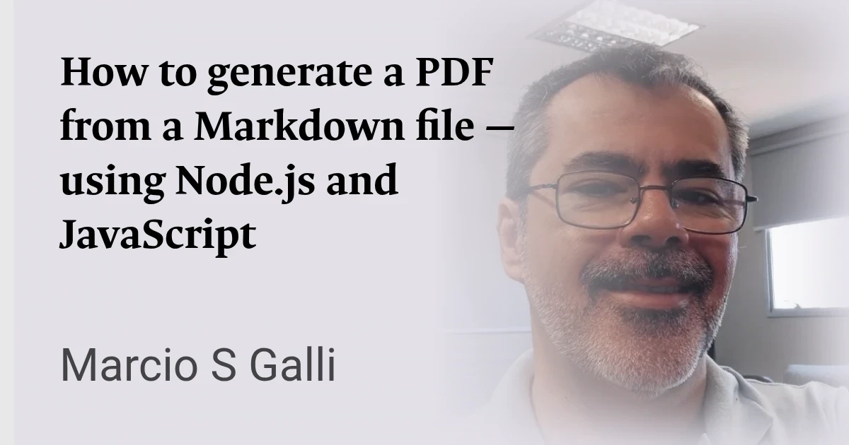 How to generate a PDF from a Markdown file — using Node.js and JavaScript
