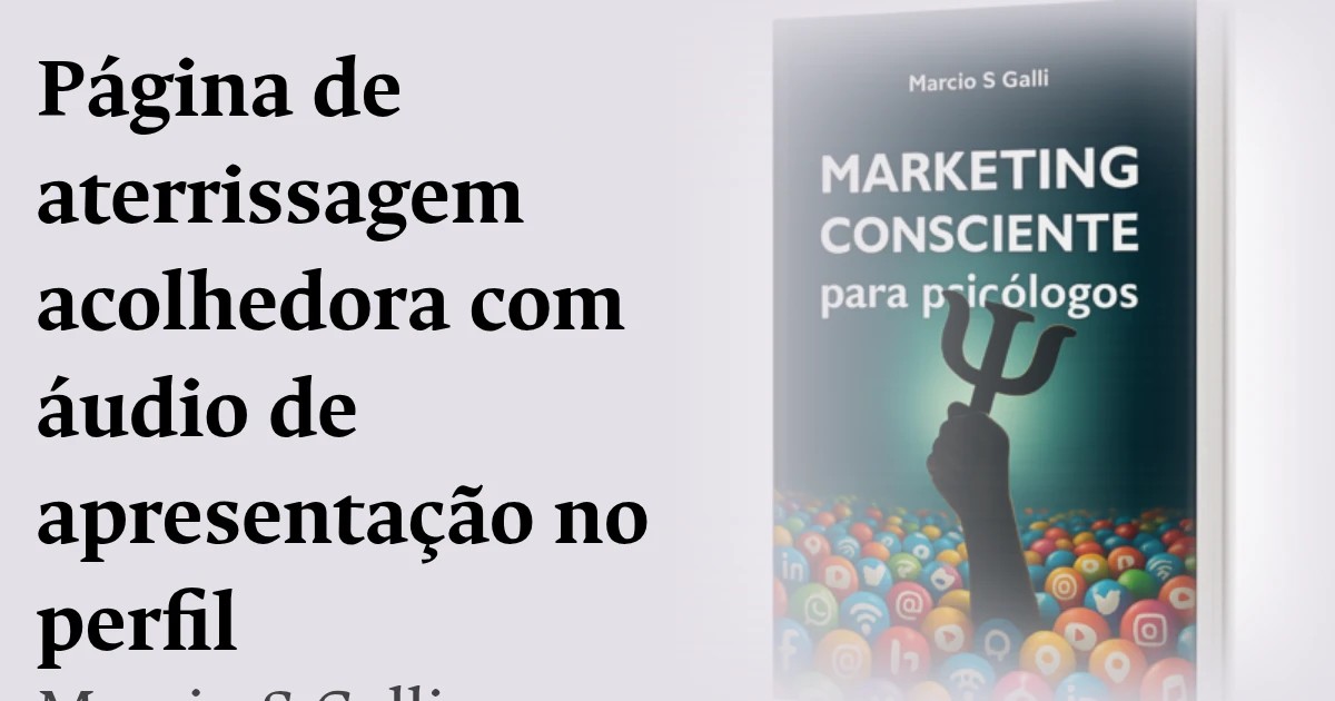 Página de aterrissagem acolhedora com áudio de apresentação no perfil